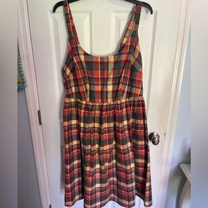 Collectif Modcloth Rainbow Multicolor Plaid Midi Dress